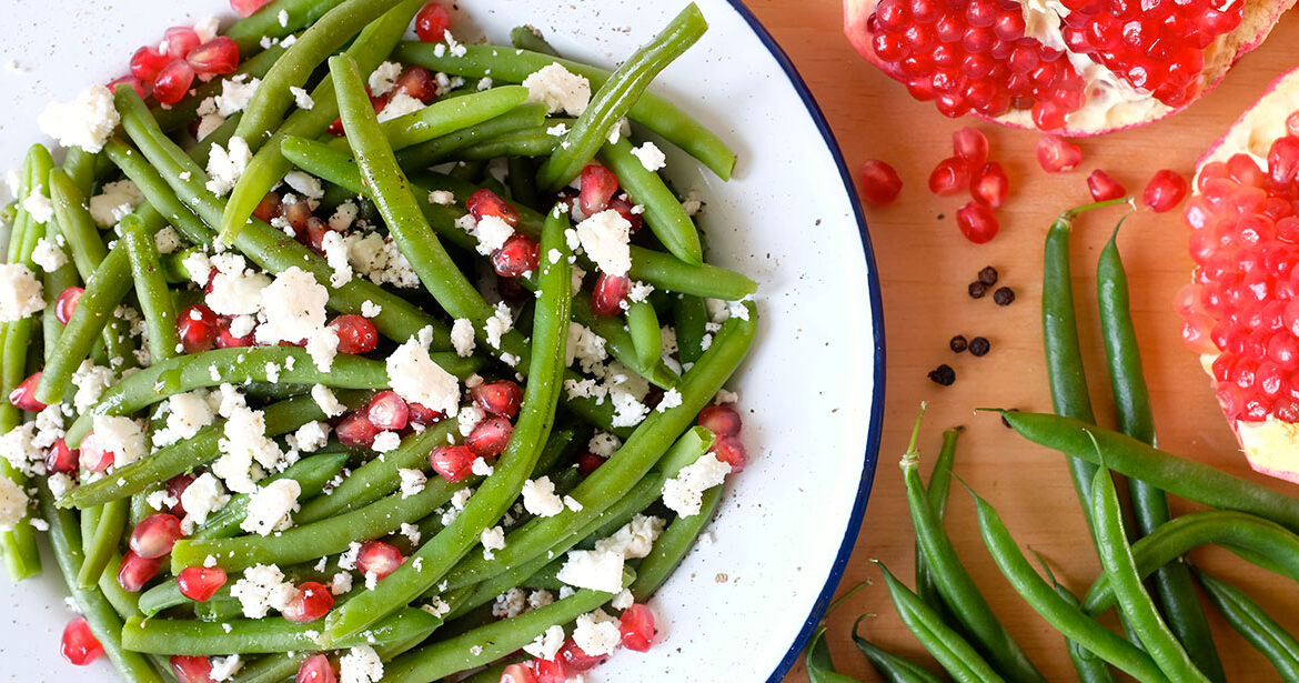 FETA ZORBAS, FAGIOLINI E MELAGRANA