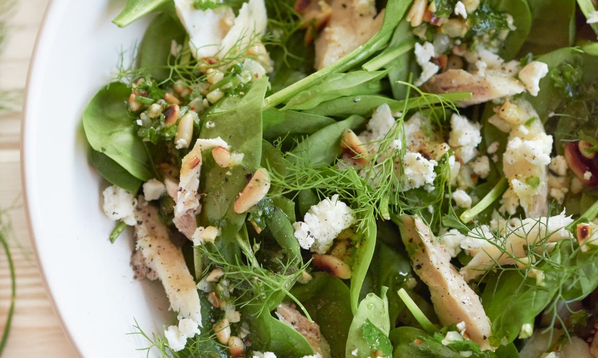 INSALATA DI SPINACI,BRANZINO E FETA ZORBAS