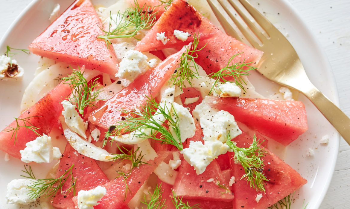 INSALATA CON ANGURIA, FINOCCHI E FETA