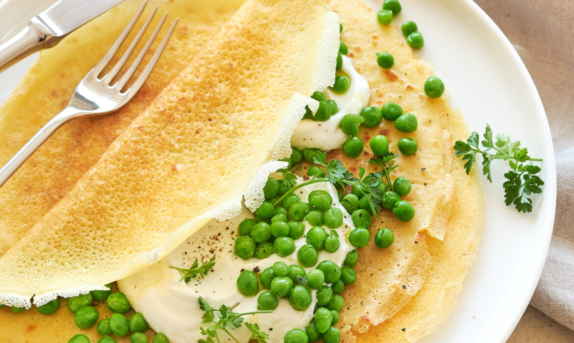 CREPES SALATE CON YOGURT GRECO ZORBAS E PISELLI