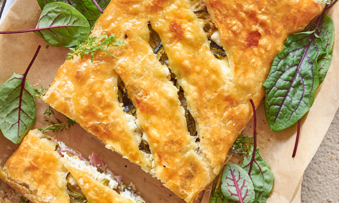 STRUDEL SALATO CON FETA ZORBAS, ZUCCHINE E PROSCIUTTO COTTO