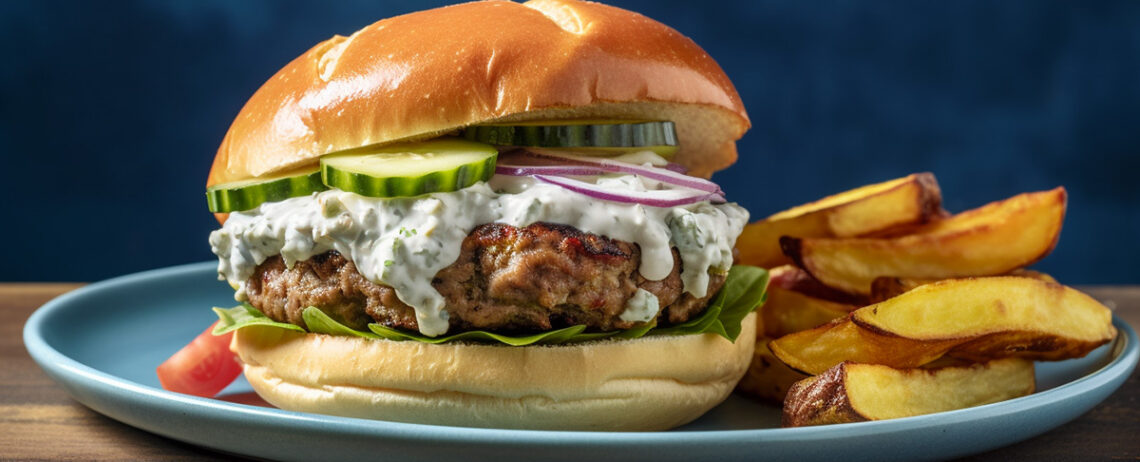 Un Hamburger con Salsa Greca goloso e salutare!