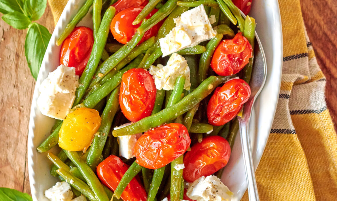 Fagliolini in padella con pomodori e Feta Zorbas